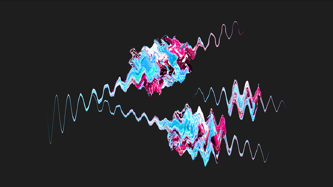 Abstract sound wave on dark background representing music oscillations